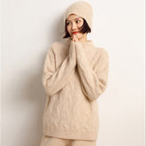 Women's Half Turtle Long Sleeve Warm Pullover Cashmere Sweater